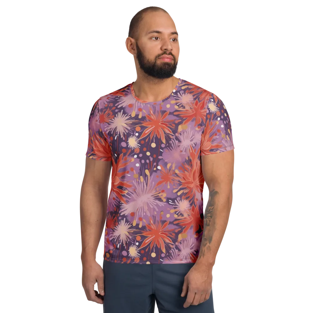 Coral Dusk Bloom on Men's Athletic T-Shirt — Front