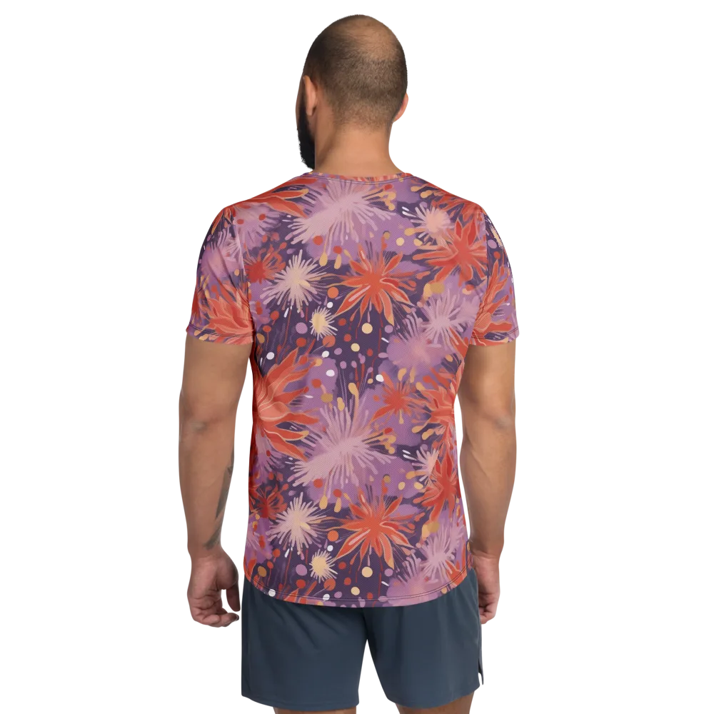 Coral Dusk Bloom on Men's Athletic T-Shirt — Back