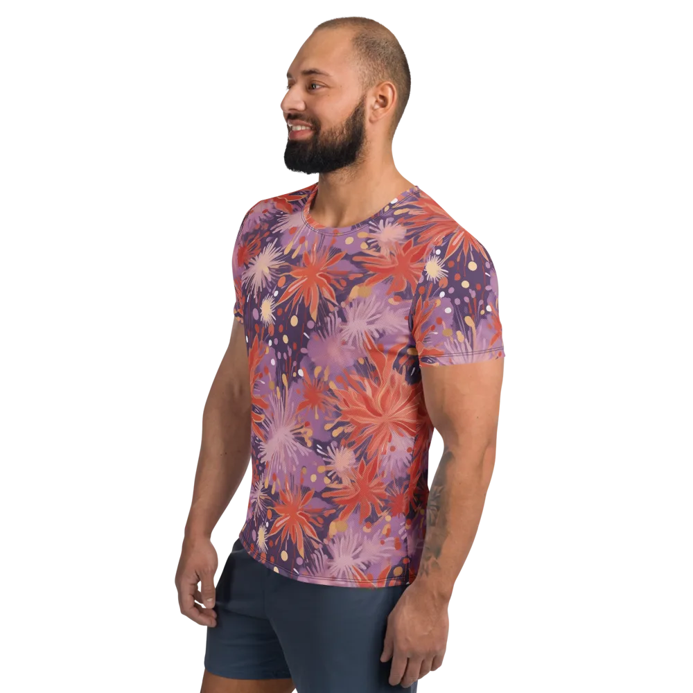 Coral Dusk Bloom on Men's Athletic T-Shirt — Left