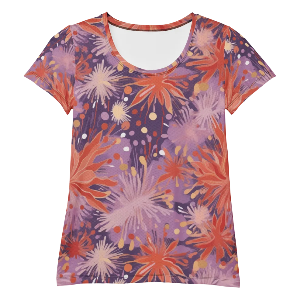 Coral Dusk Bloom on Women's Athletic T-Shirt — Front