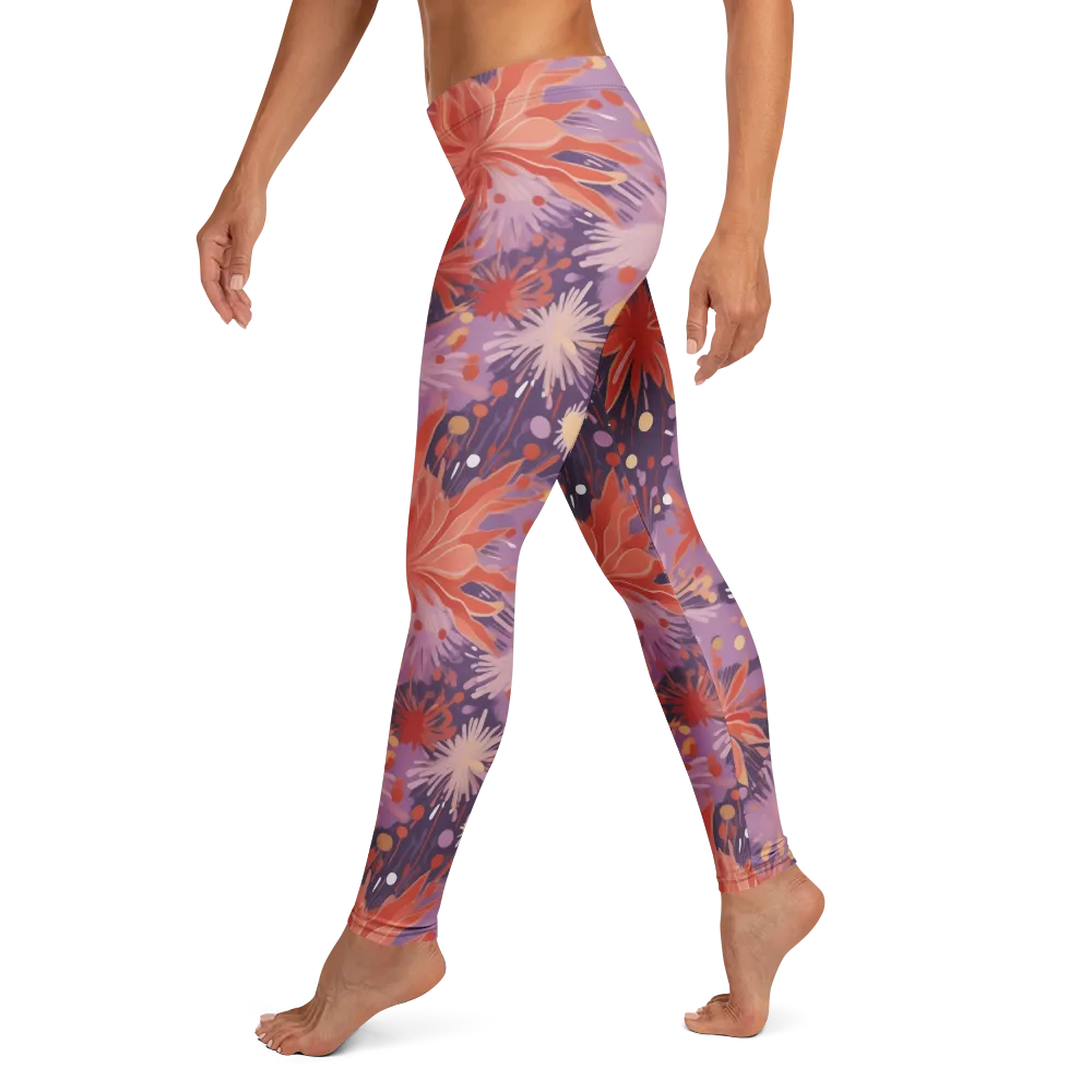 Coral Dusk Bloom on Leggings — Left