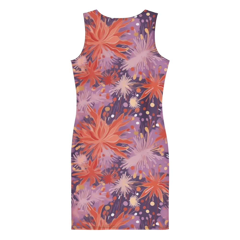 Coral Dusk Bloom on Bodycon Dress — Back
