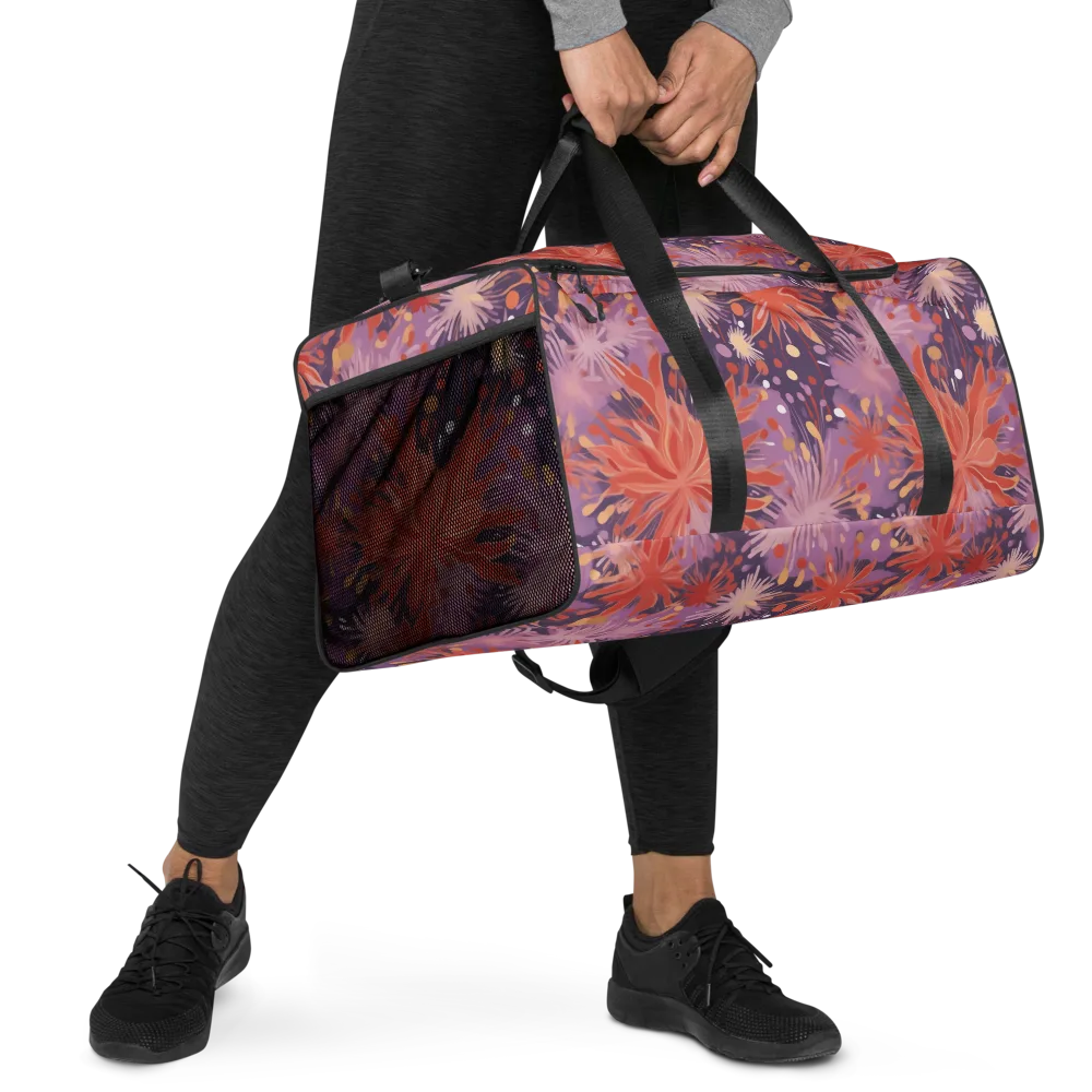 Coral Dusk Bloom on Duffle Bag — Right Front