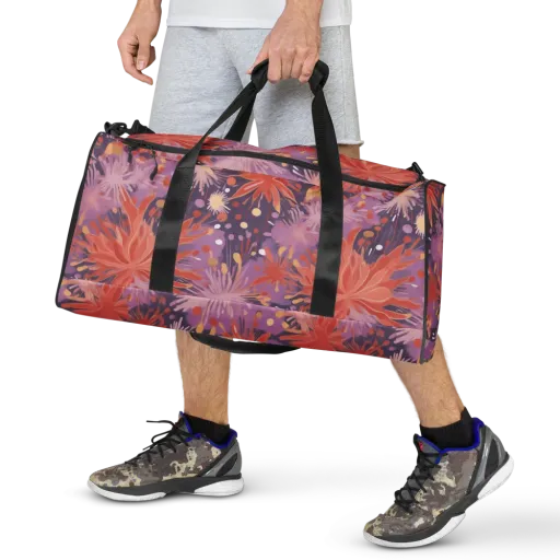 Coral Dusk Bloom on a Duffle Bag