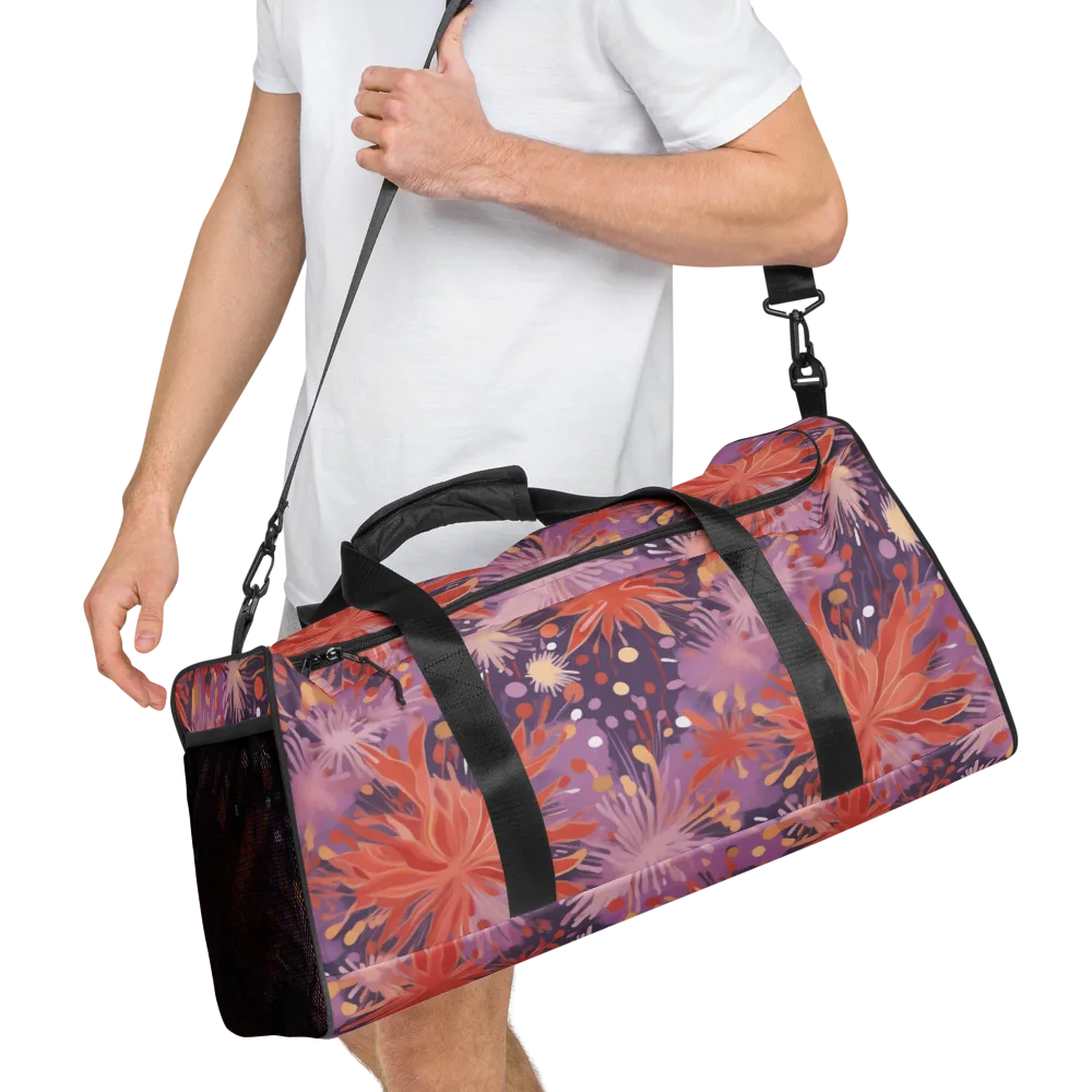 Coral Dusk Bloom on Duffle Bag — Right Front