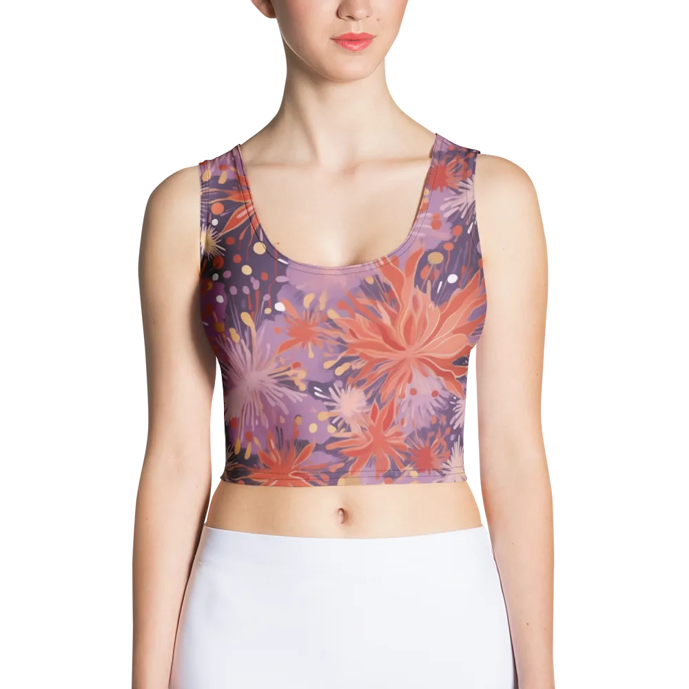 Coral Dusk Bloom on Crop Top — Front