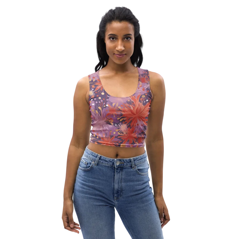 Coral Dusk Bloom on Crop Top — Front