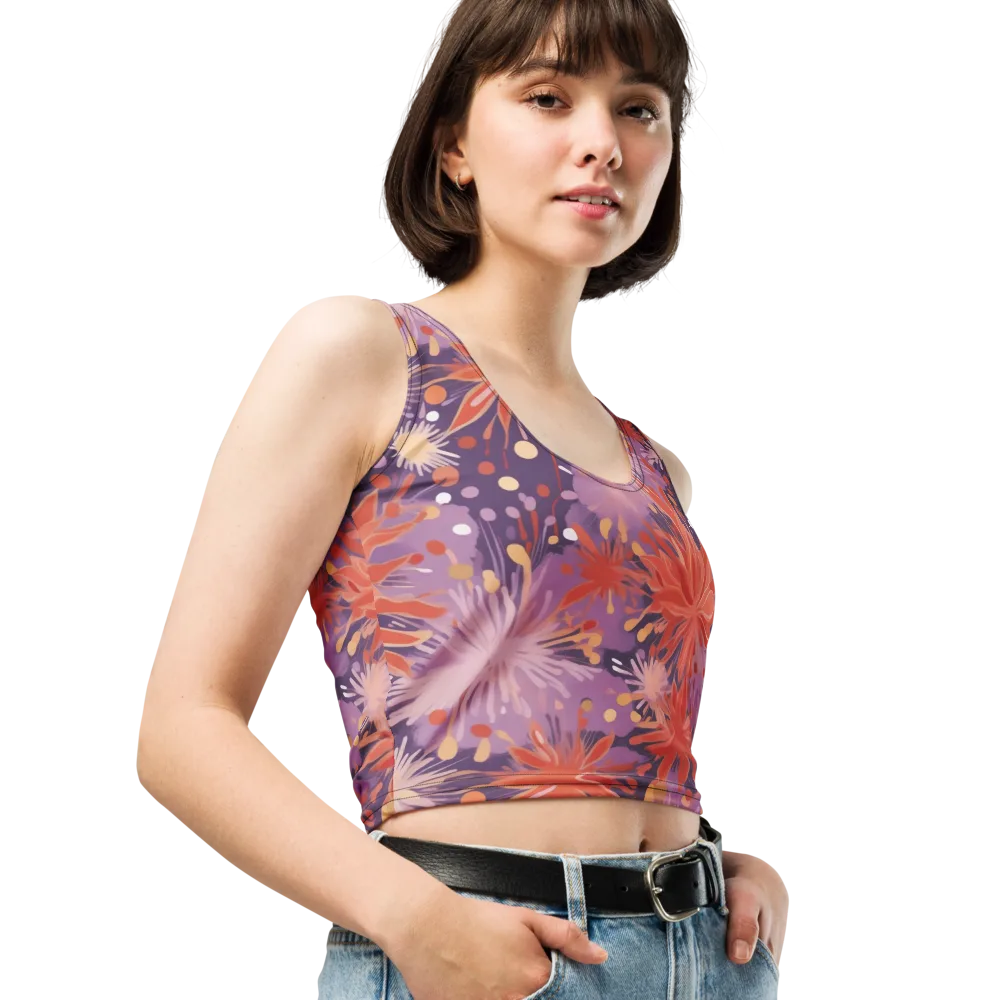 Coral Dusk Bloom on Crop Top — Right Front