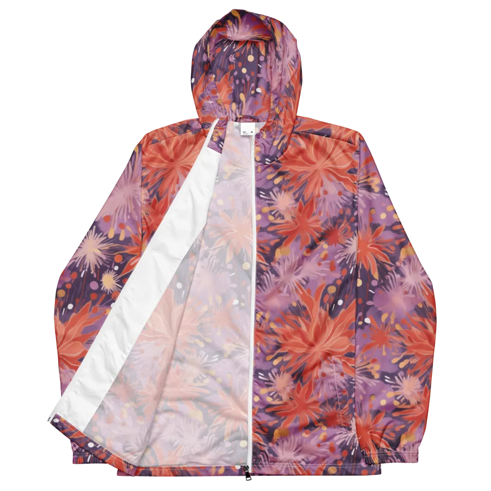 Coral Dusk Bloom on Men's Windbreaker — Front