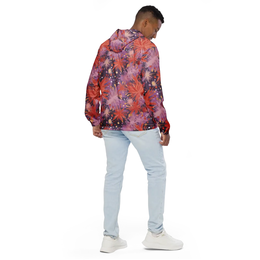 Coral Dusk Bloom on Men's Windbreaker — Back