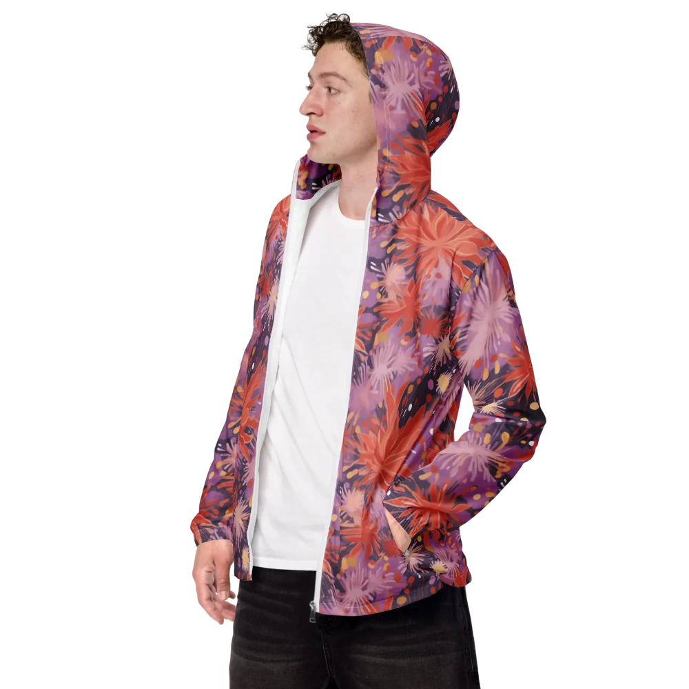 Coral Dusk Bloom on Men's Windbreaker — Left Front
