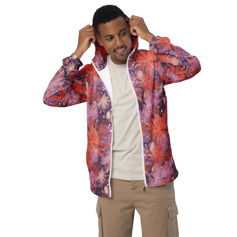 Coral Dusk Bloom on Men's Windbreaker — Front