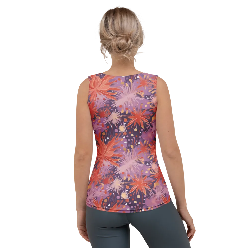 Coral Dusk Bloom on Women's Tank Top — Back
