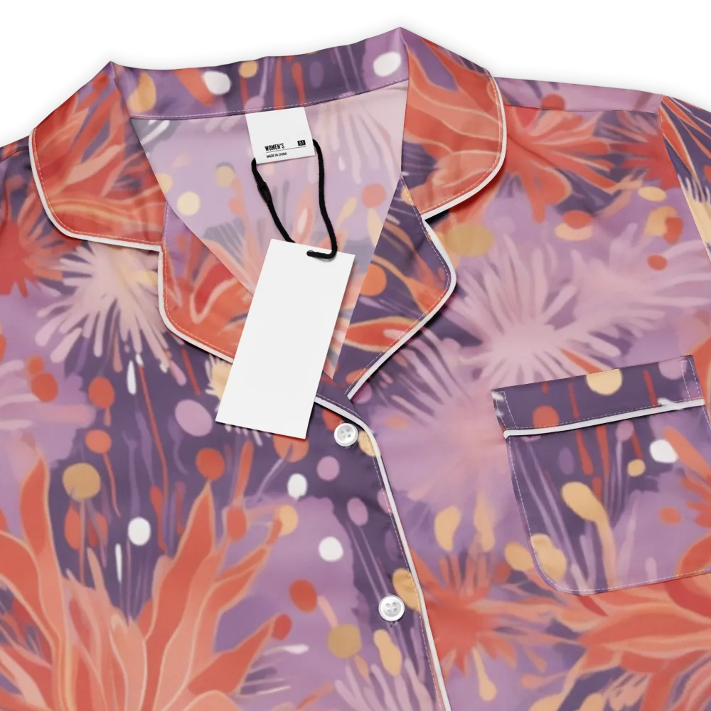 Coral Dusk Bloom on Women's Short Sleeve Pajama Top — Product details