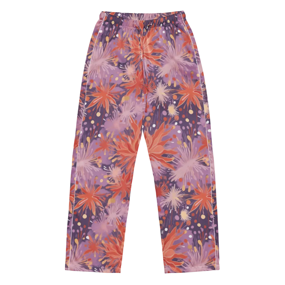 Coral Dusk Bloom on Women's Pajama Pants — Front
