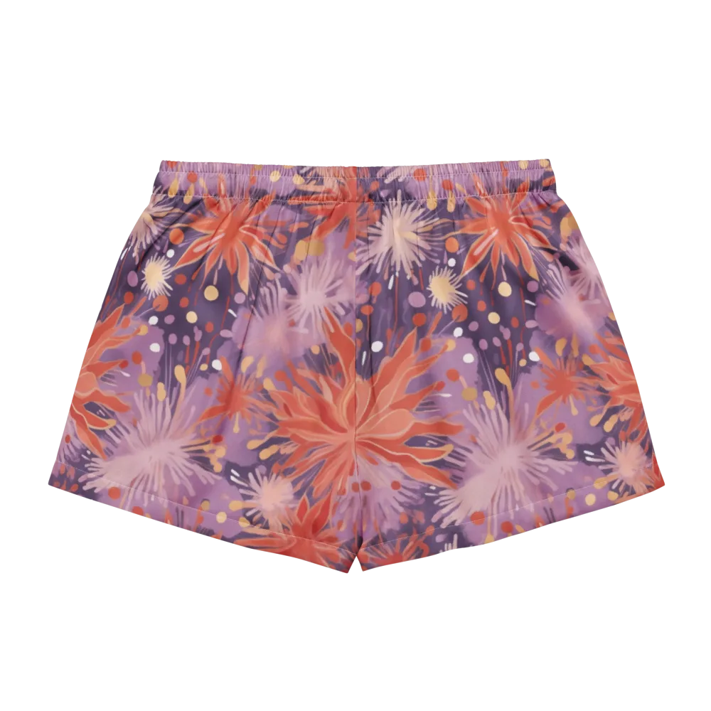 Coral Dusk Bloom on Women's Pajama Shorts — Back