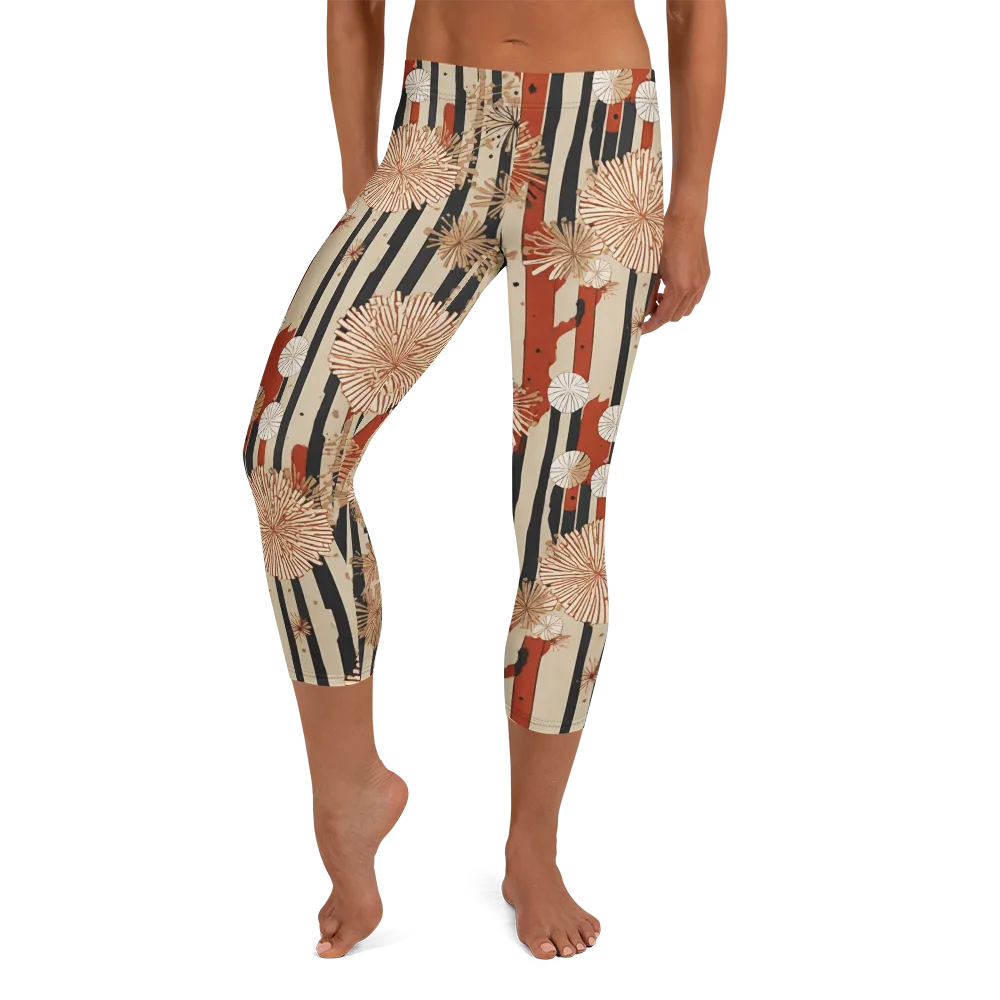 Dandelion Parade on Capri Leggings — Front