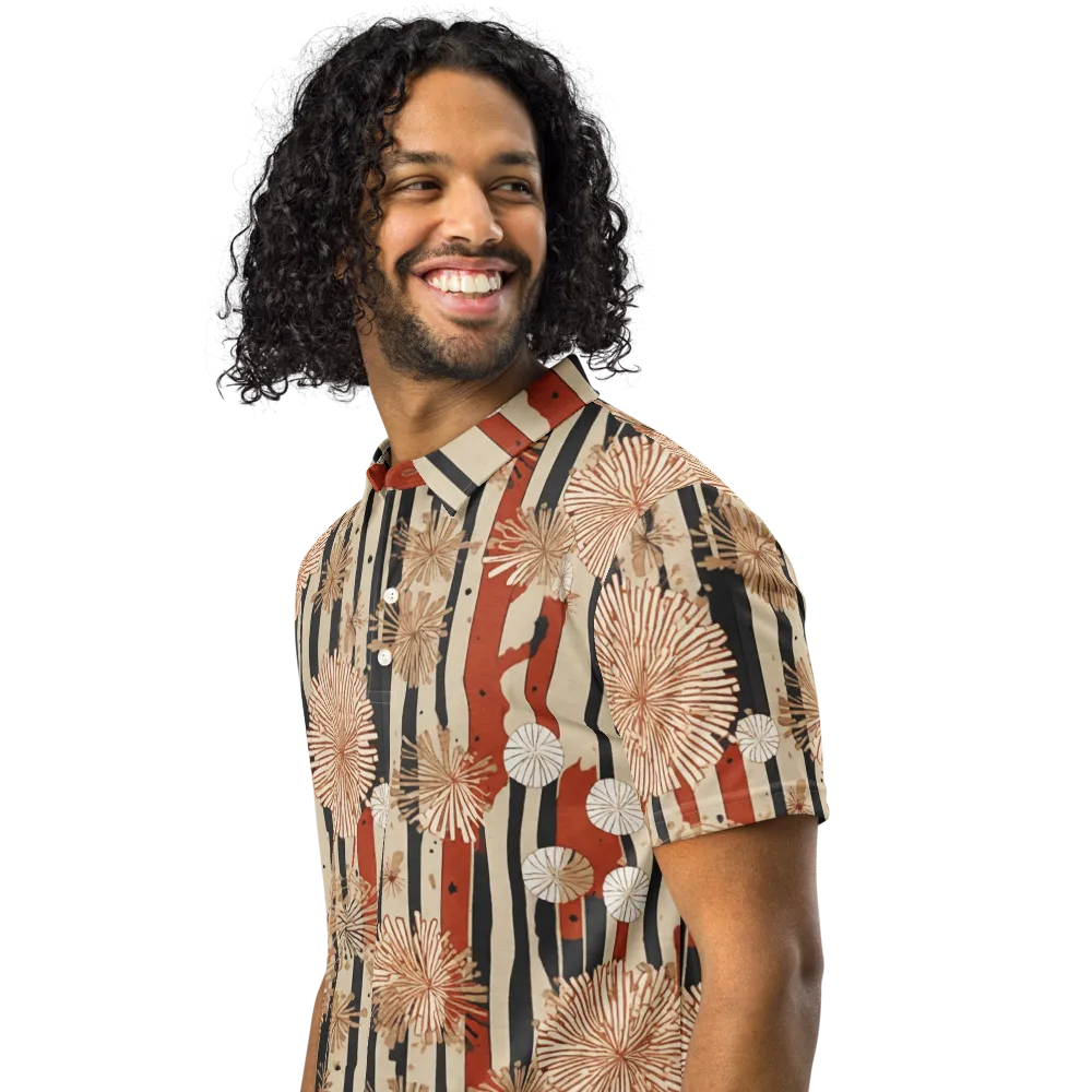 Dandelion Parade on Men's Slim Fit Polo Shirt — Left Front