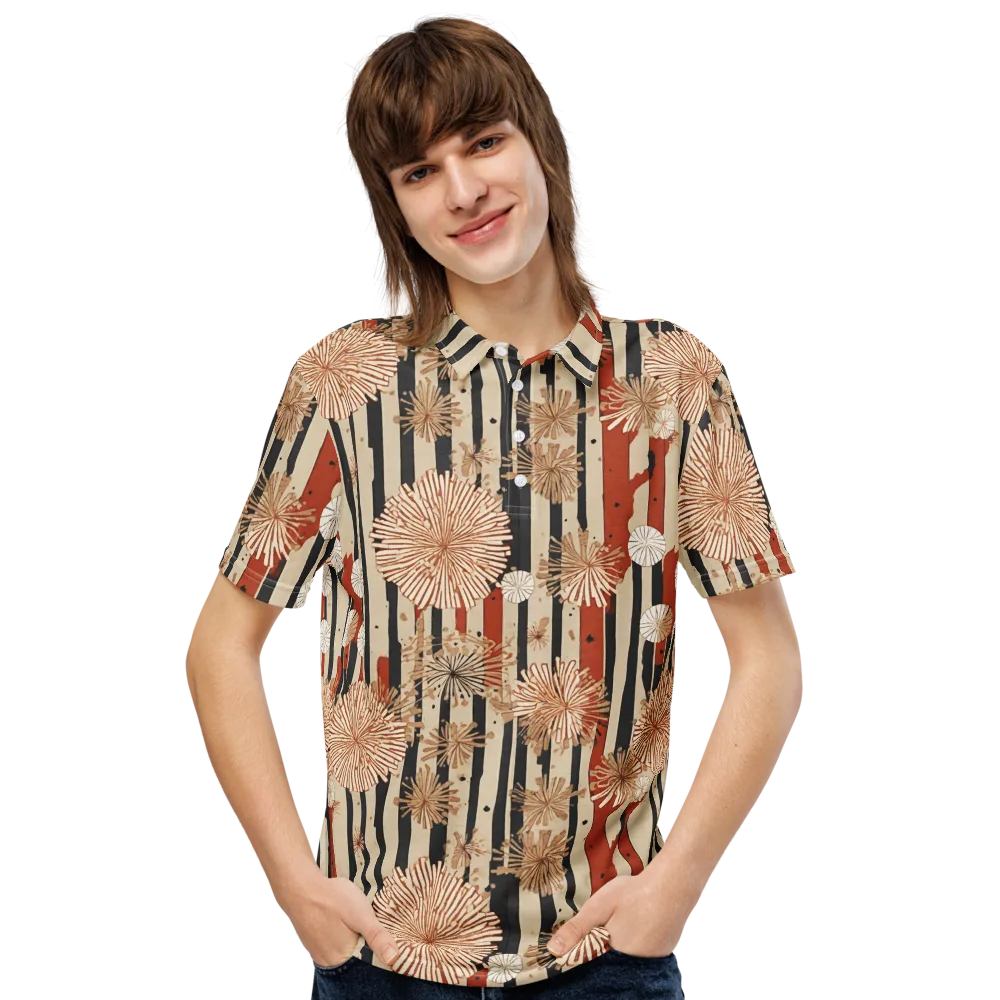 Dandelion Parade on Men's Slim Fit Polo Shirt — Front