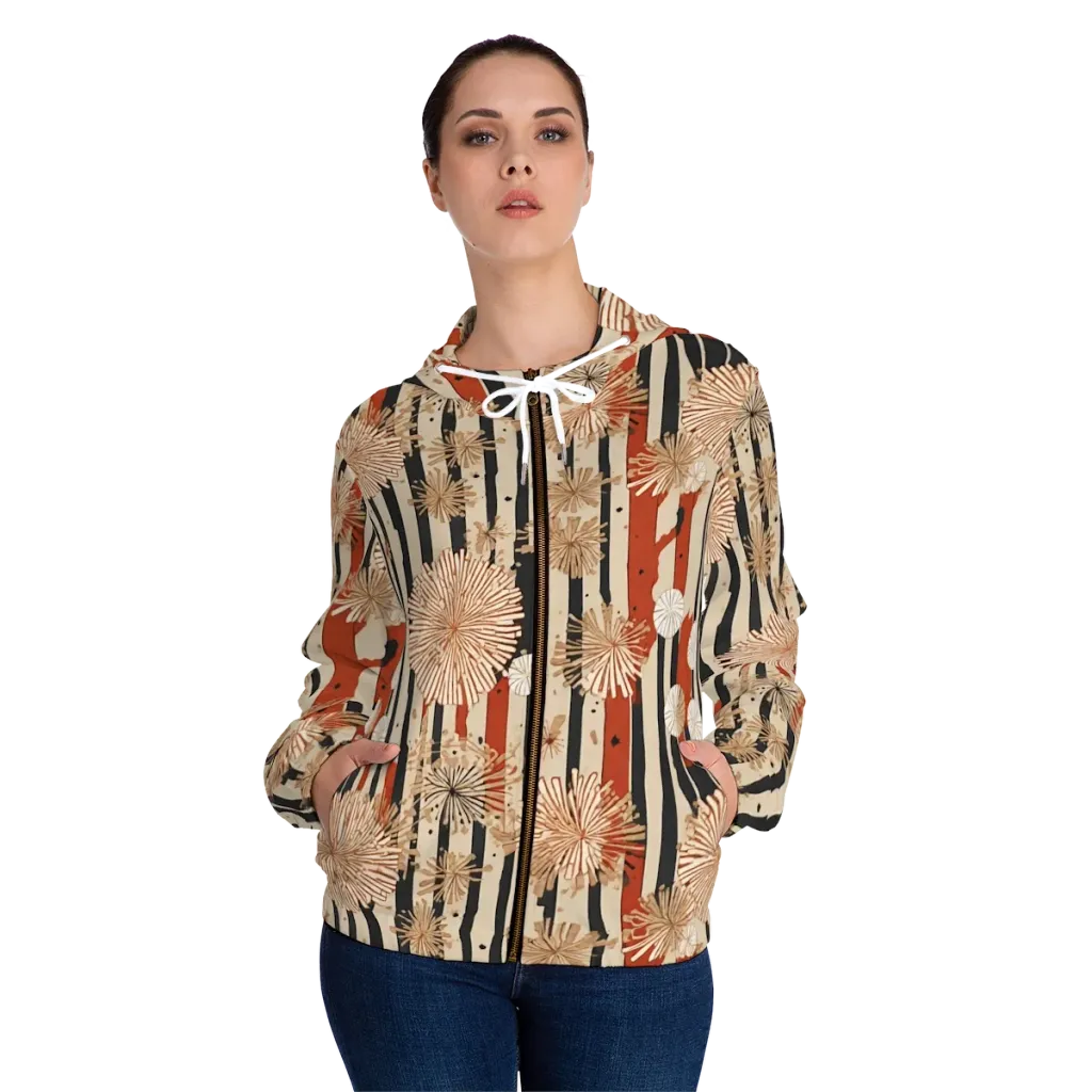 Dandelion Parade on Women's Full-Zip Hoodie — Front On Person