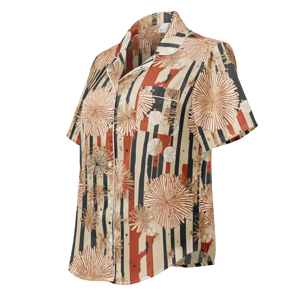 Dandelion Parade on Women's Short Sleeve Pajama Top — Left Front