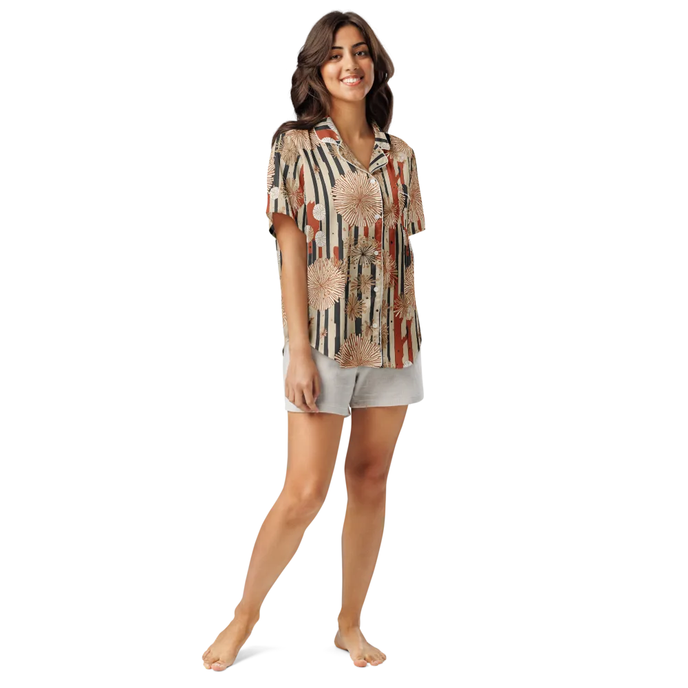 Dandelion Parade on Women's Short Sleeve Pajama Top — Front