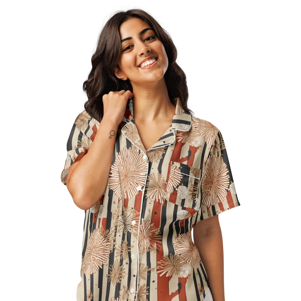 Dandelion Parade on Women's Short Sleeve Pajama Top — Front