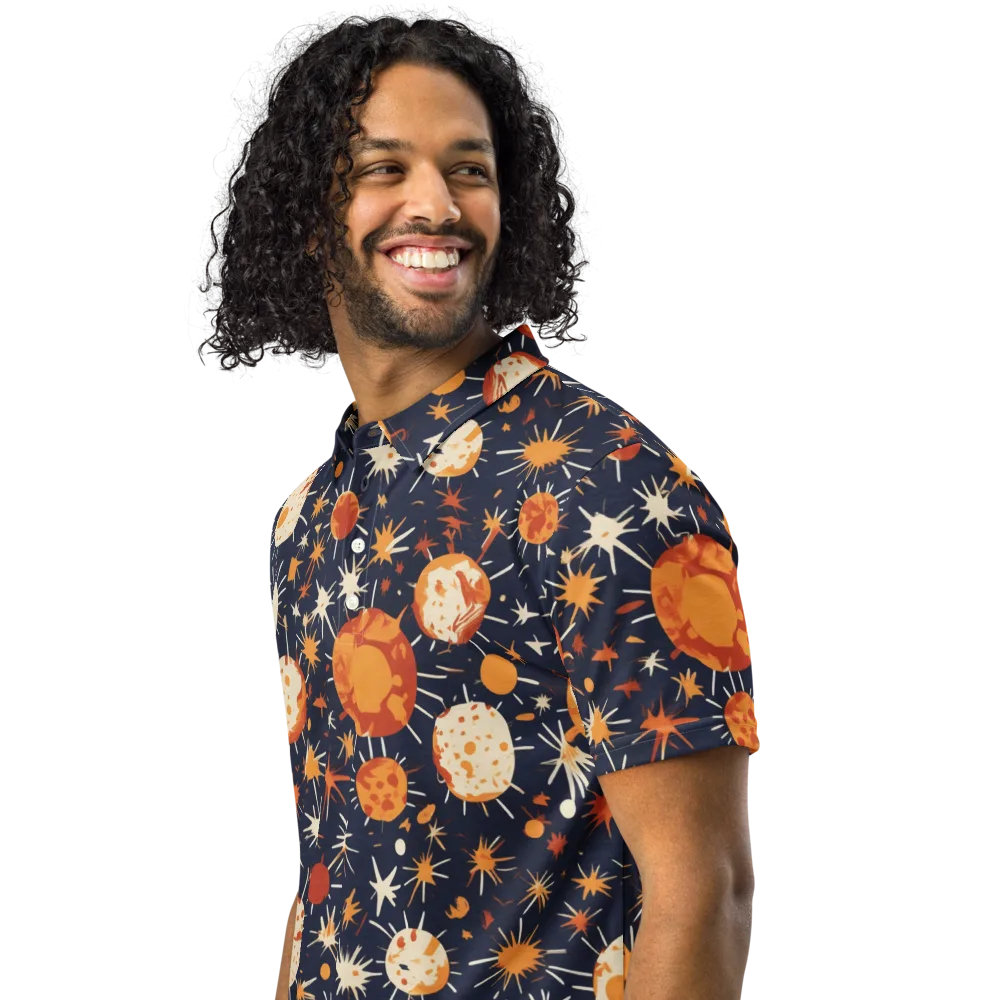 Copper Constellation on Men's Slim Fit Polo Shirt — Left Front