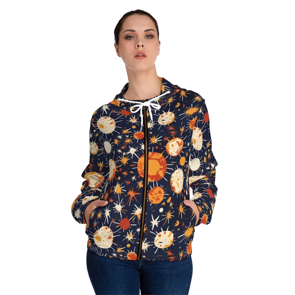 Copper Constellation on Women's Full-Zip Hoodie — Front On Person
