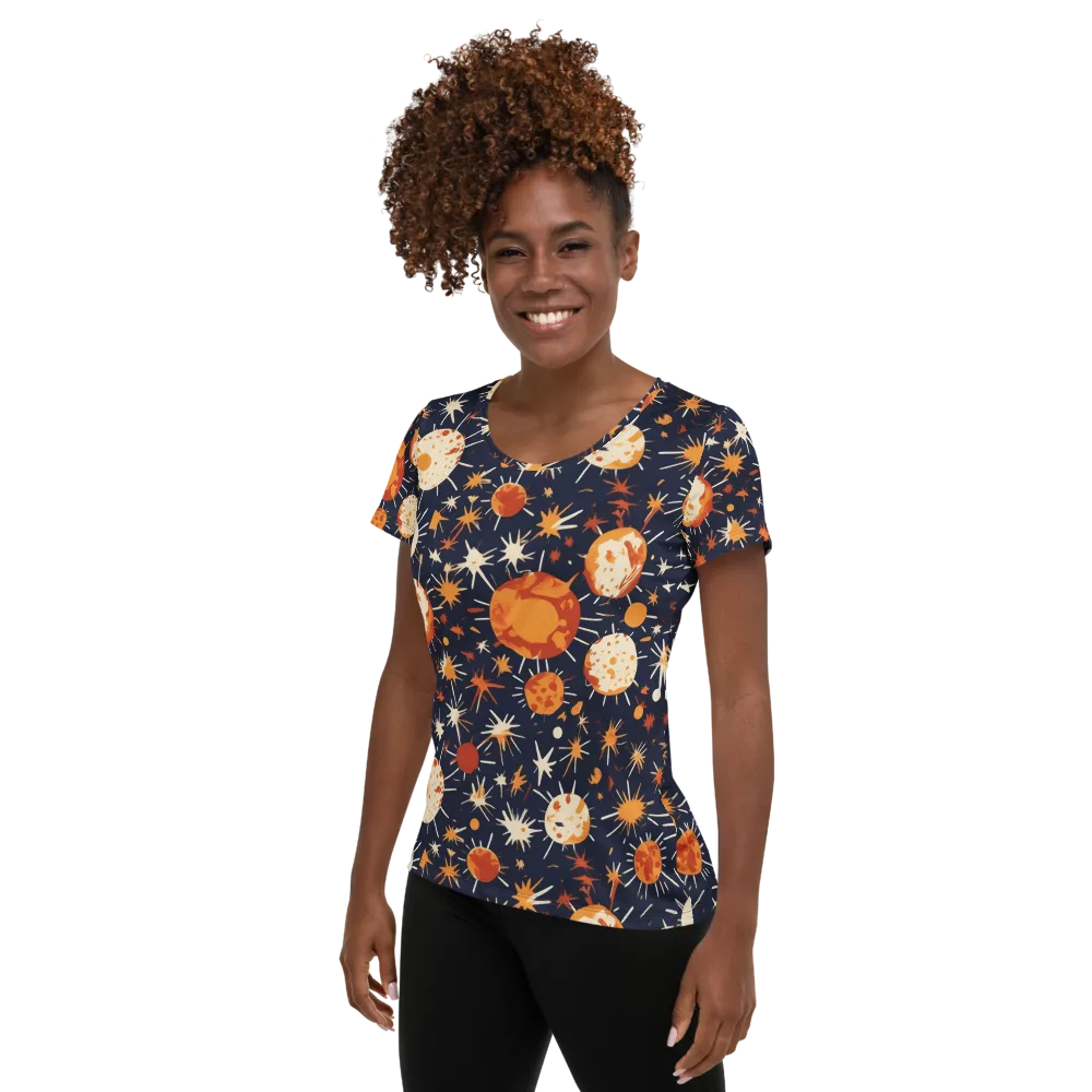 Copper Constellation on Women's Athletic T-Shirt — Left