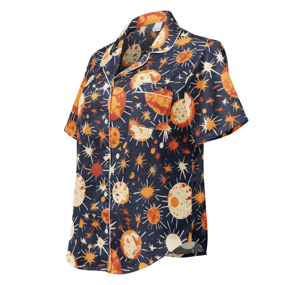 Copper Constellation on Women's Short Sleeve Pajama Top — Left Front