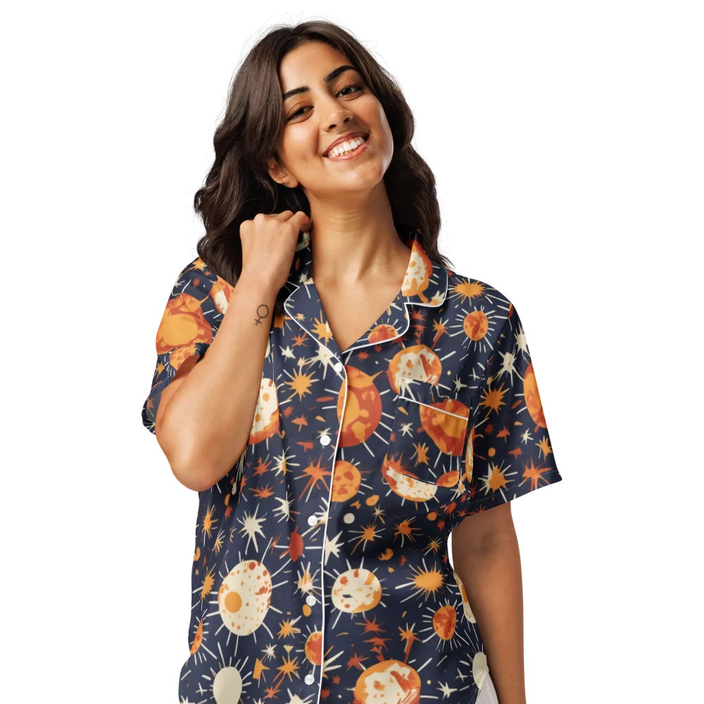 Copper Constellation on Women's Short Sleeve Pajama Top — Front