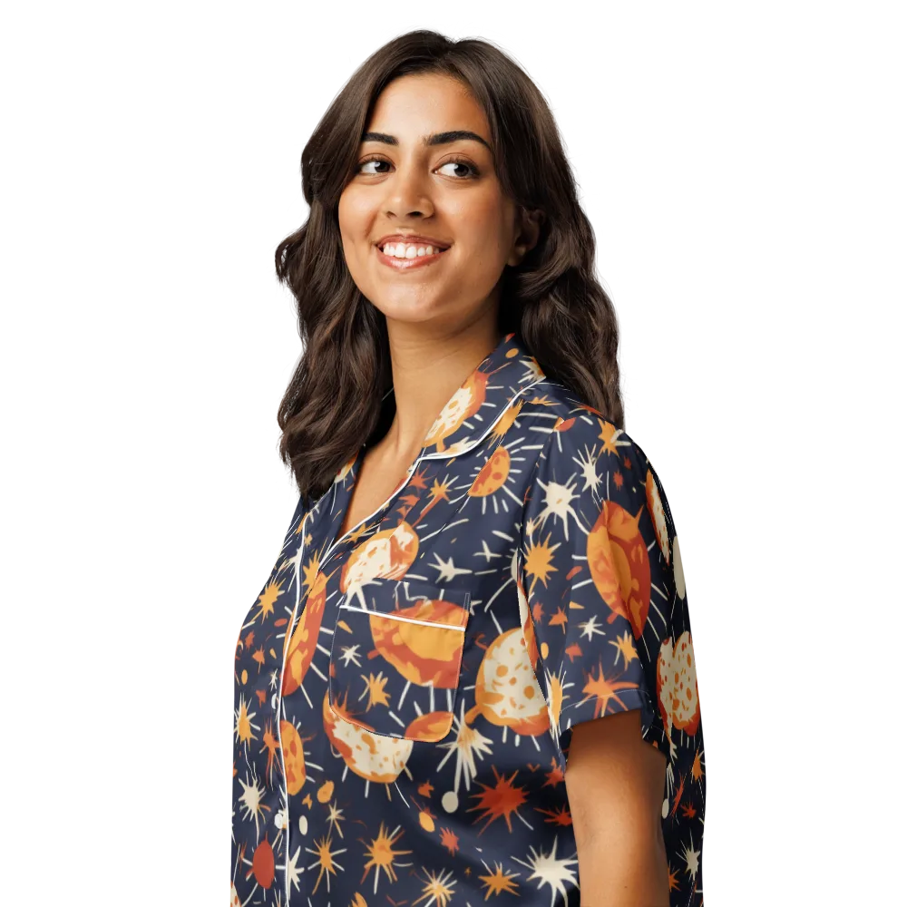 Copper Constellation on Women's Short Sleeve Pajama Top — Left Front