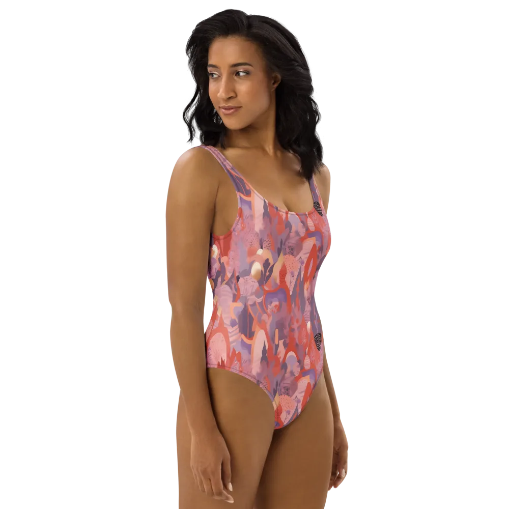 Lavender Current on One-Piece Swimsuit — Right