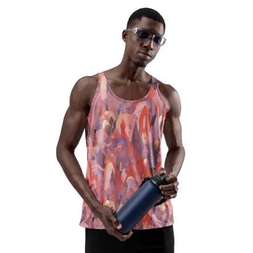 Lavender Current on a Men's Tank Top