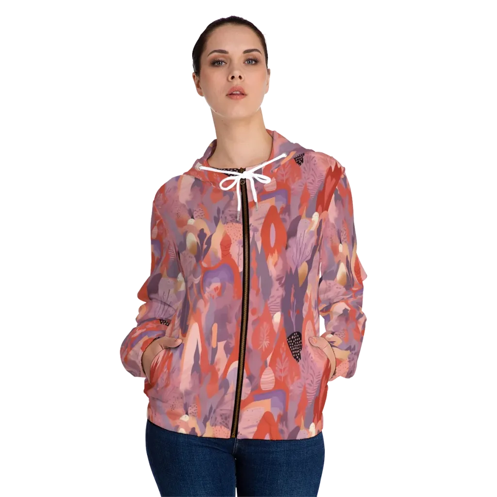 Lavender Current on Women's Full-Zip Hoodie — Front On Person