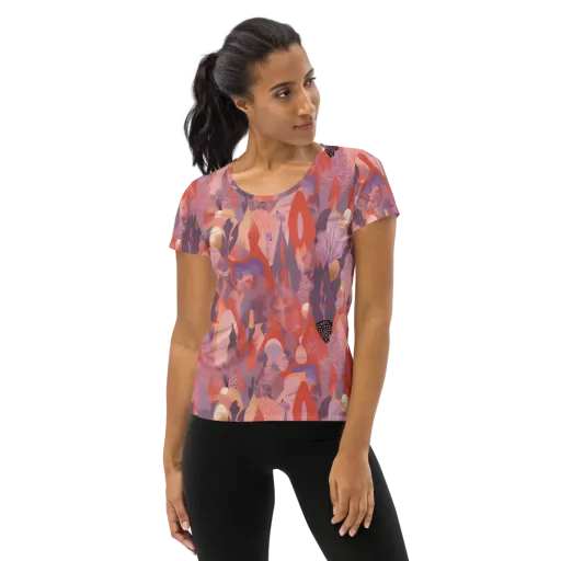 Lavender Current on a Women's Athletic T-Shirt