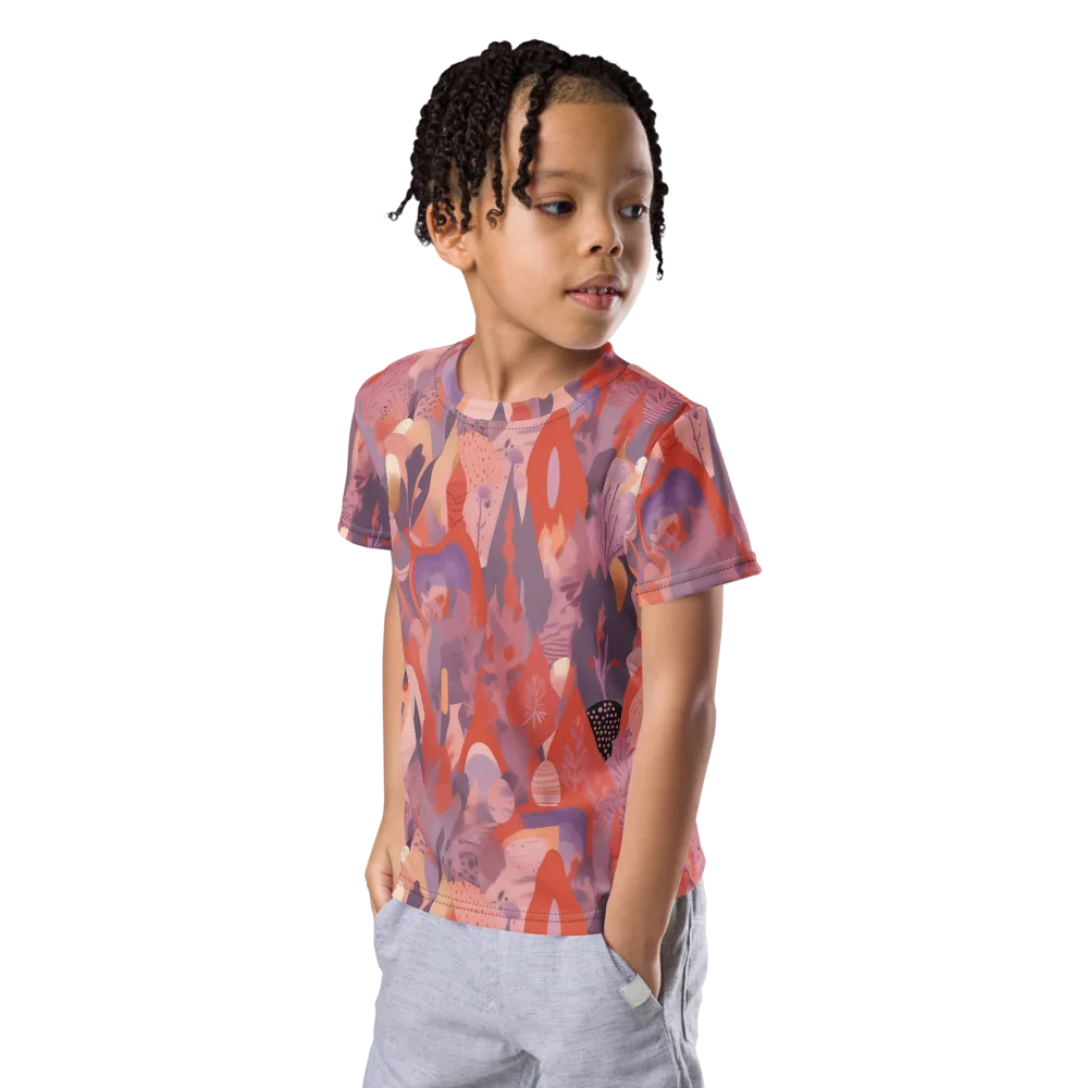 Lavender Current on Kids Crew Neck T-Shirt — Left Front