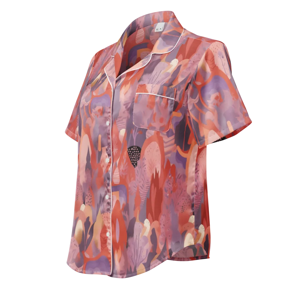 Lavender Current on Women's Short Sleeve Pajama Top — Left Front
