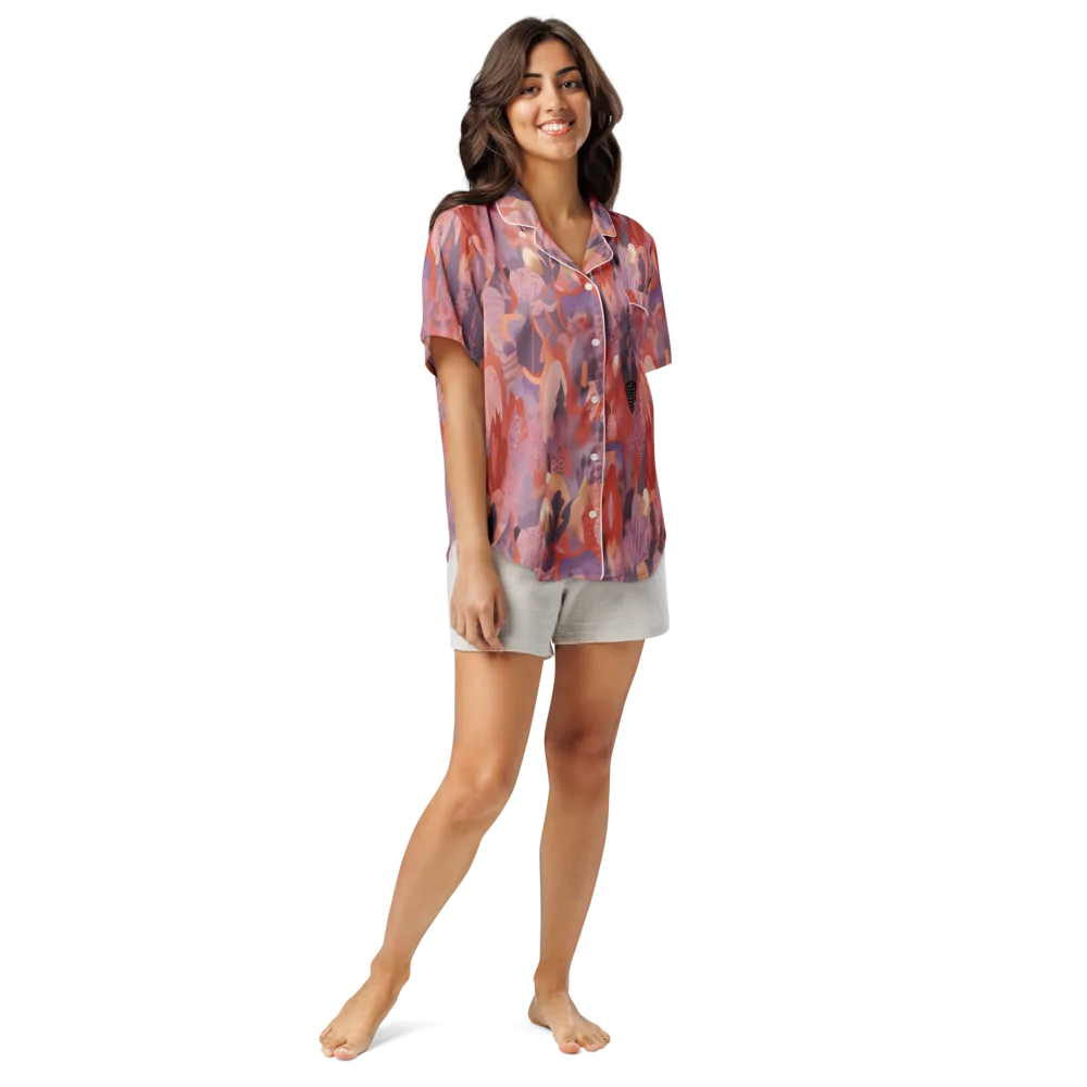 Lavender Current on Women's Short Sleeve Pajama Top — Front