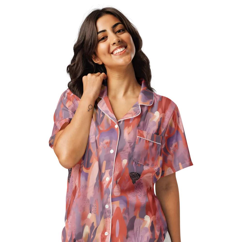 Lavender Current on Women's Short Sleeve Pajama Top — Front