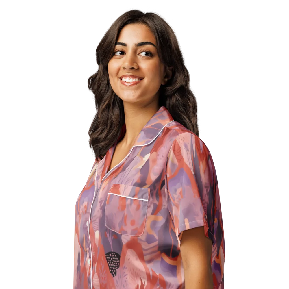 Lavender Current on Women's Short Sleeve Pajama Top — Left Front