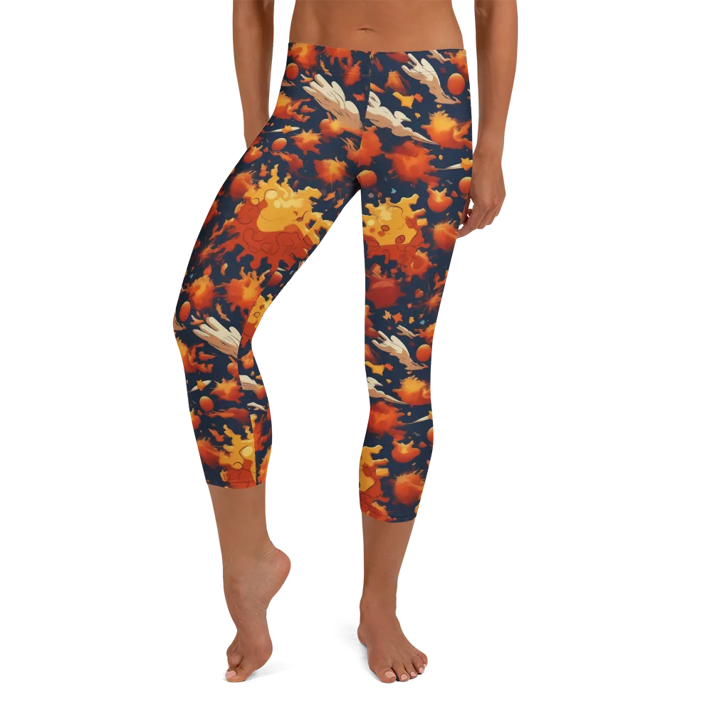 Solar Flock on Capri Leggings — Front
