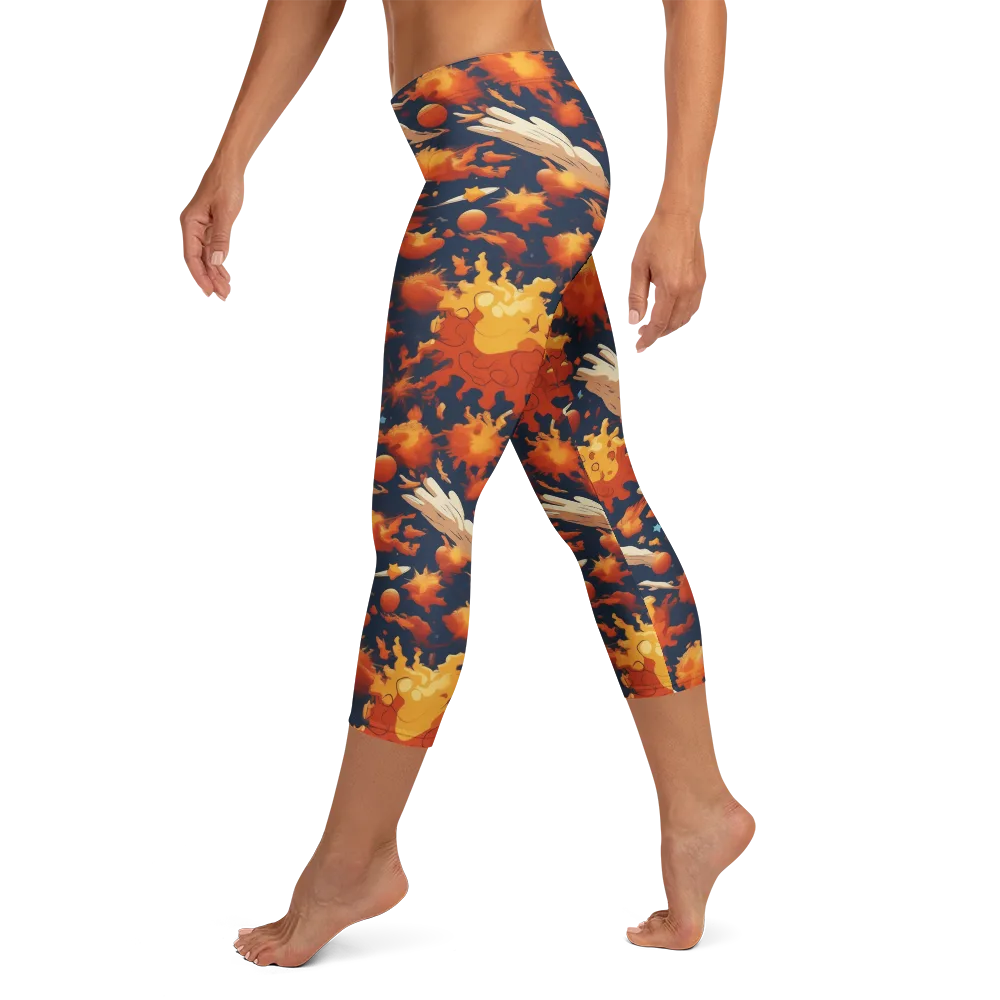 Solar Flock on Capri Leggings — Left