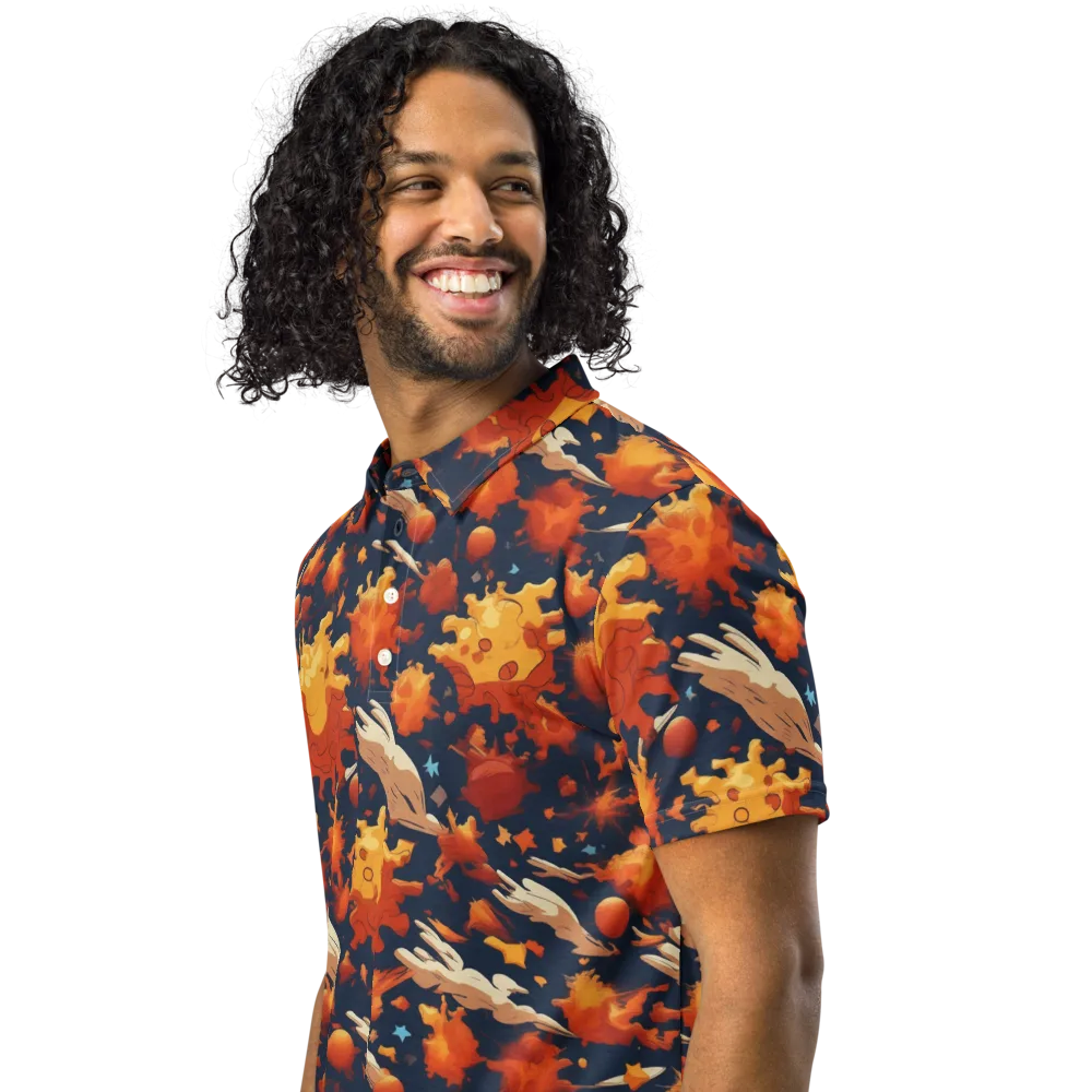 Solar Flock on Men's Slim Fit Polo Shirt — Left Front
