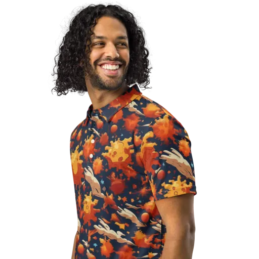 Solar Flock on a Men's Slim Fit Polo Shirt