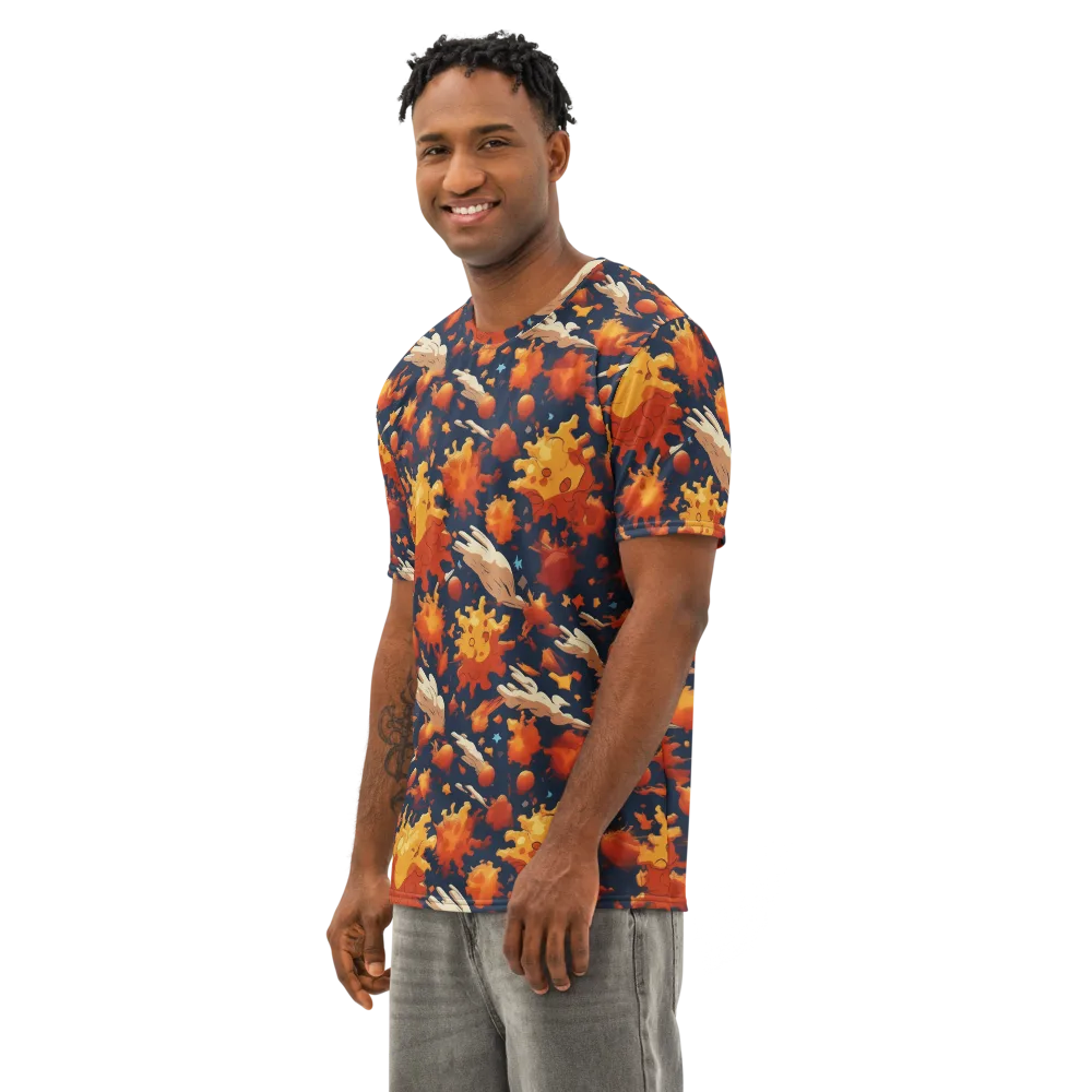 Solar Flock on Men's Cotton Crew Neck T-Shirt — Left Front