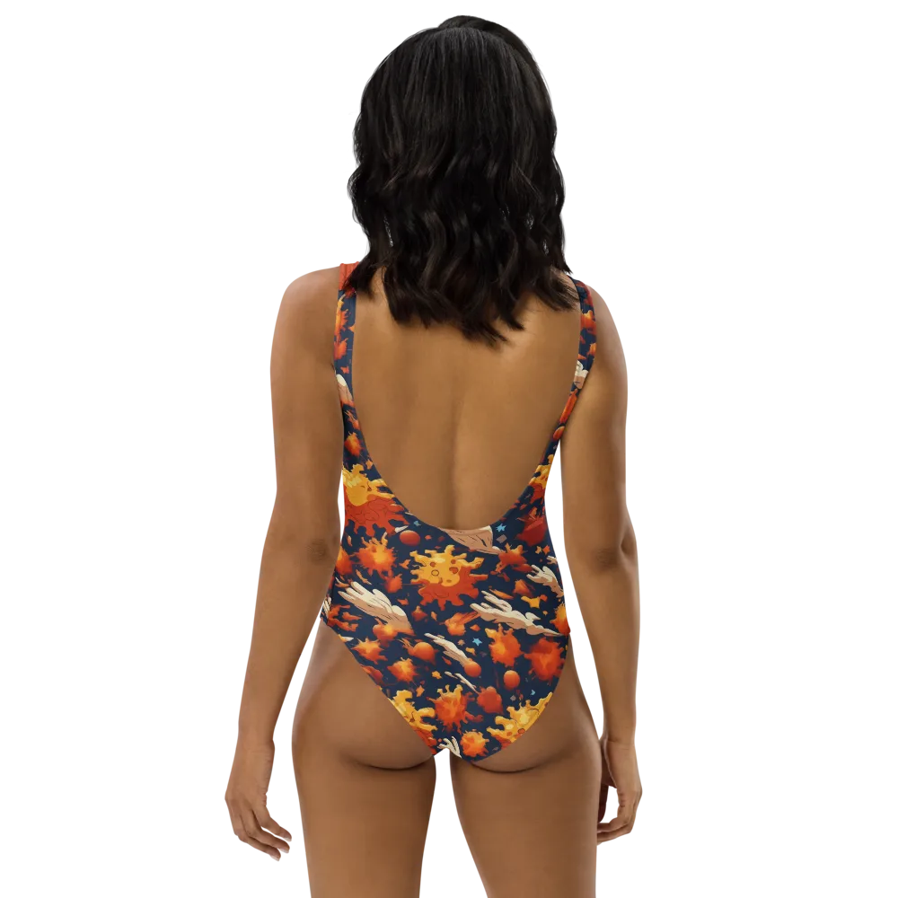 Solar Flock on One-Piece Swimsuit — Back
