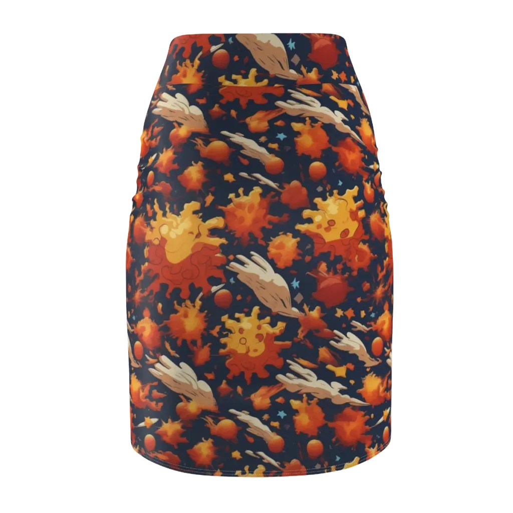 Solar Flock on Pencil Skirt — Back