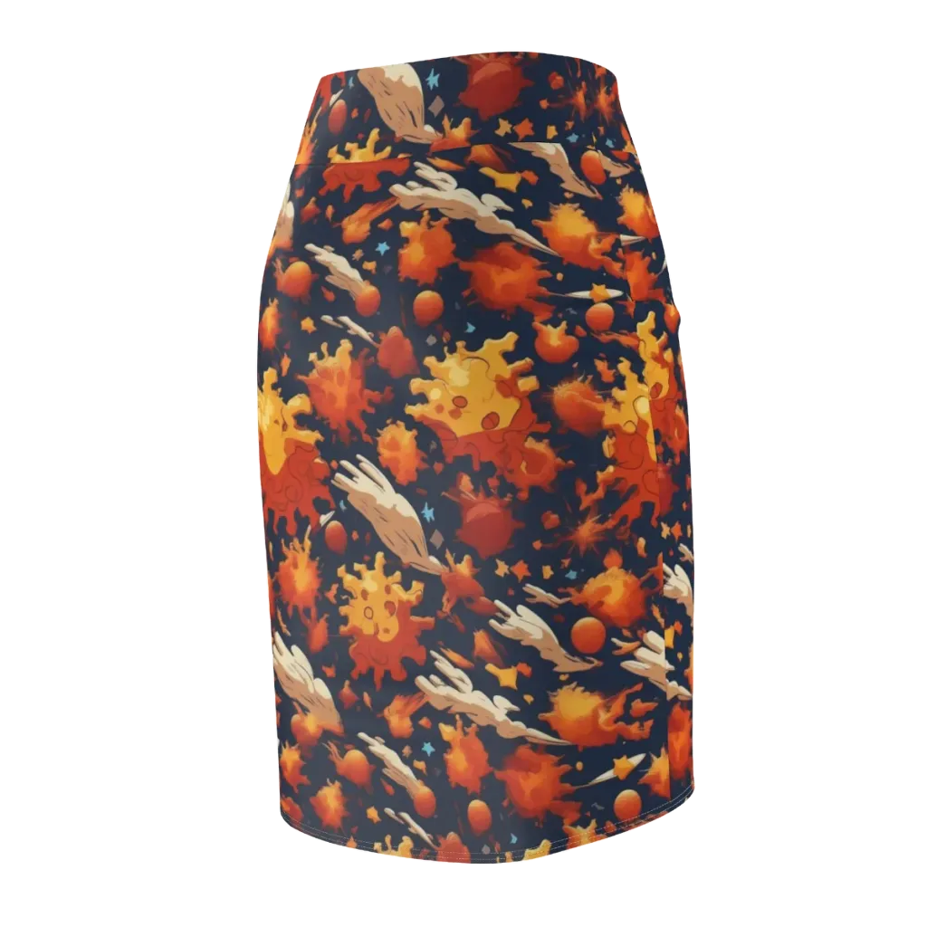 Solar Flock on Pencil Skirt — Back Side